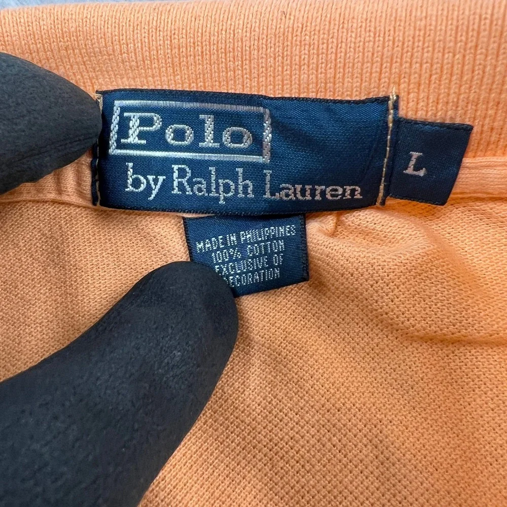 Polo Ralph Lauren Embroidered Pony Polo Shirt Size L Orange Mens Classic Preppy - Picture 3 of 8